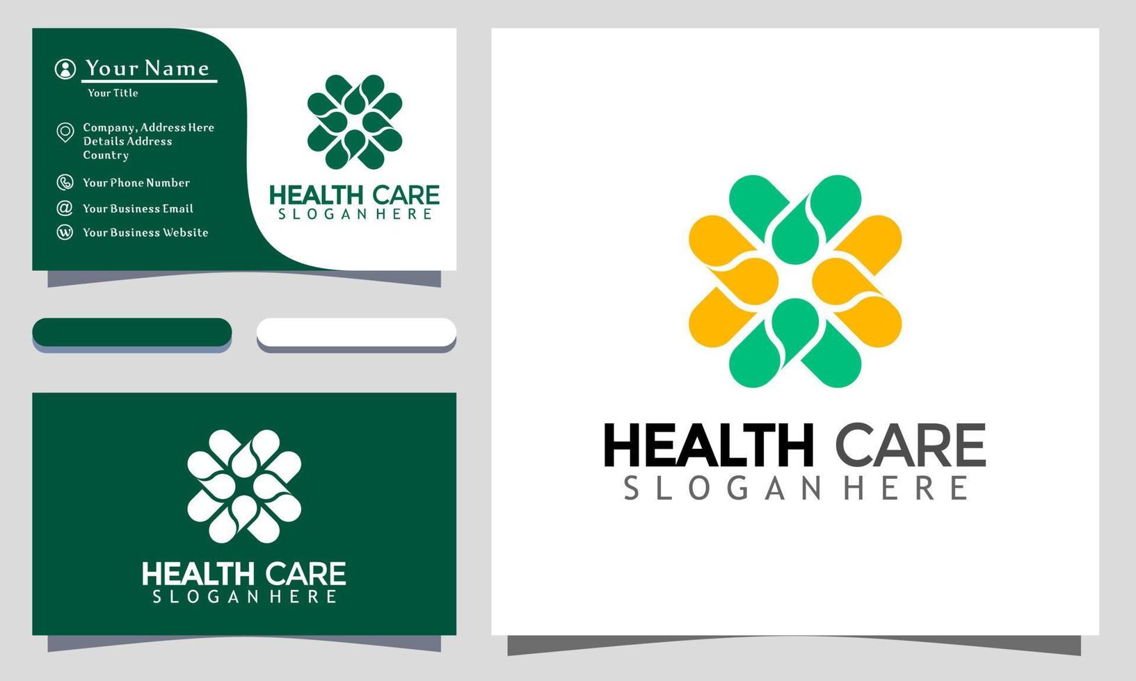 ilustração em vetor design de logotipo moderno médico abstrato de cuidados de saúde, modelo de cartão de visita