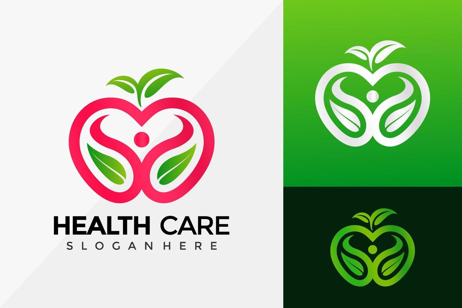 design de logotipo de cuidados de saúde da natureza, designs de logotipos de identidade de marca modelo de ilustração vetorial vetor
