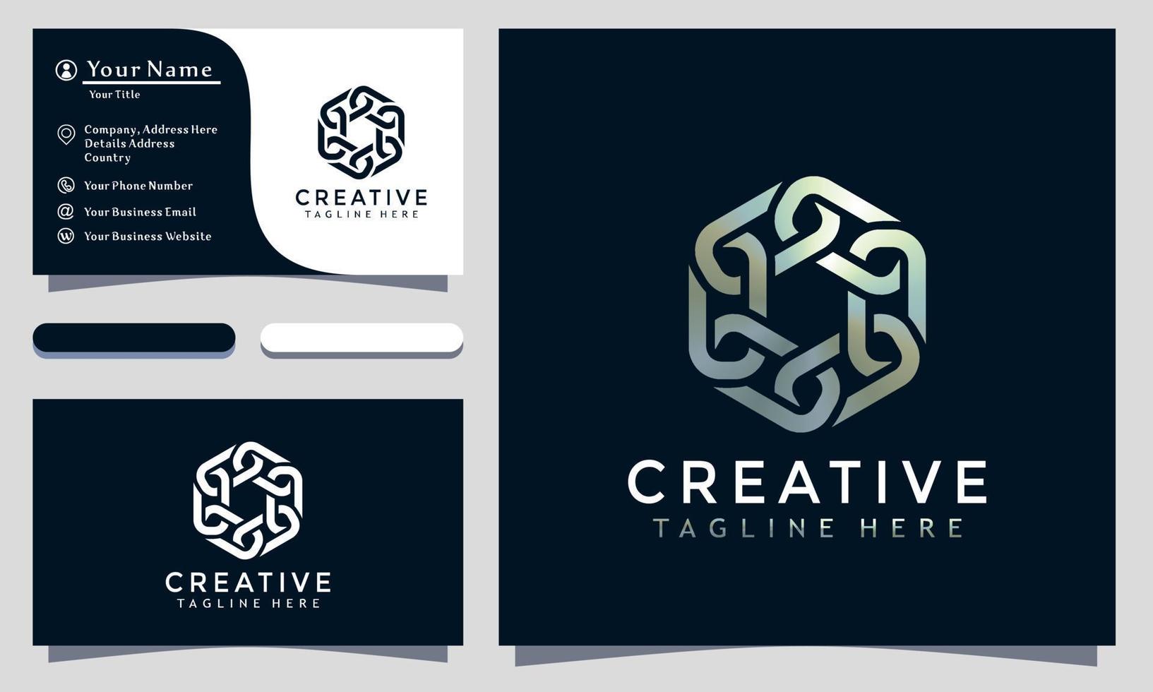 ilustração em vetor design de logotipo criativo de cadeia de hexágono abstrato, minimalista elegante, modelo de cartão de empresa moderno