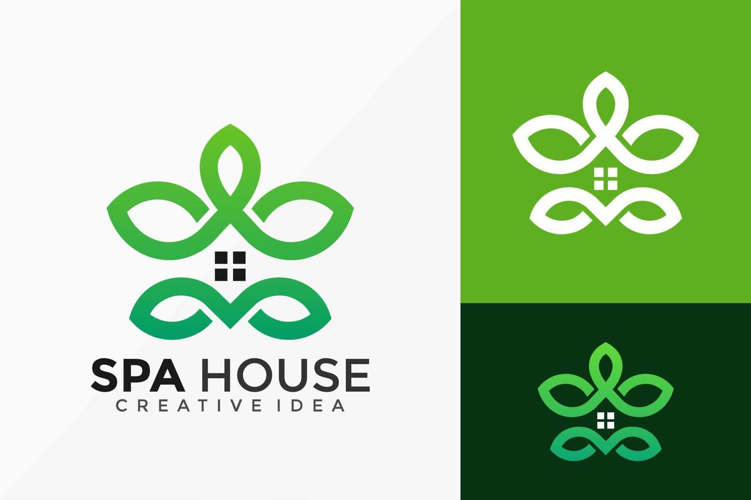 Spa casa linha arte flor de lótus logo vector design. emblema abstrato, conceito de projetos, logotipos, elemento de logotipo para modelo.