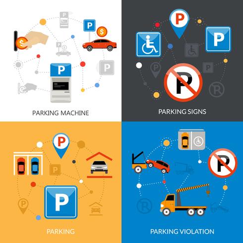 Conjunto de ícones de estacionamento vetor