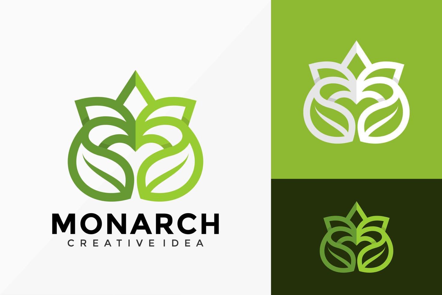 letra m monarca natureza folha logo vector design. emblema abstrato, conceito de projetos, logotipos, elemento de logotipo para modelo.