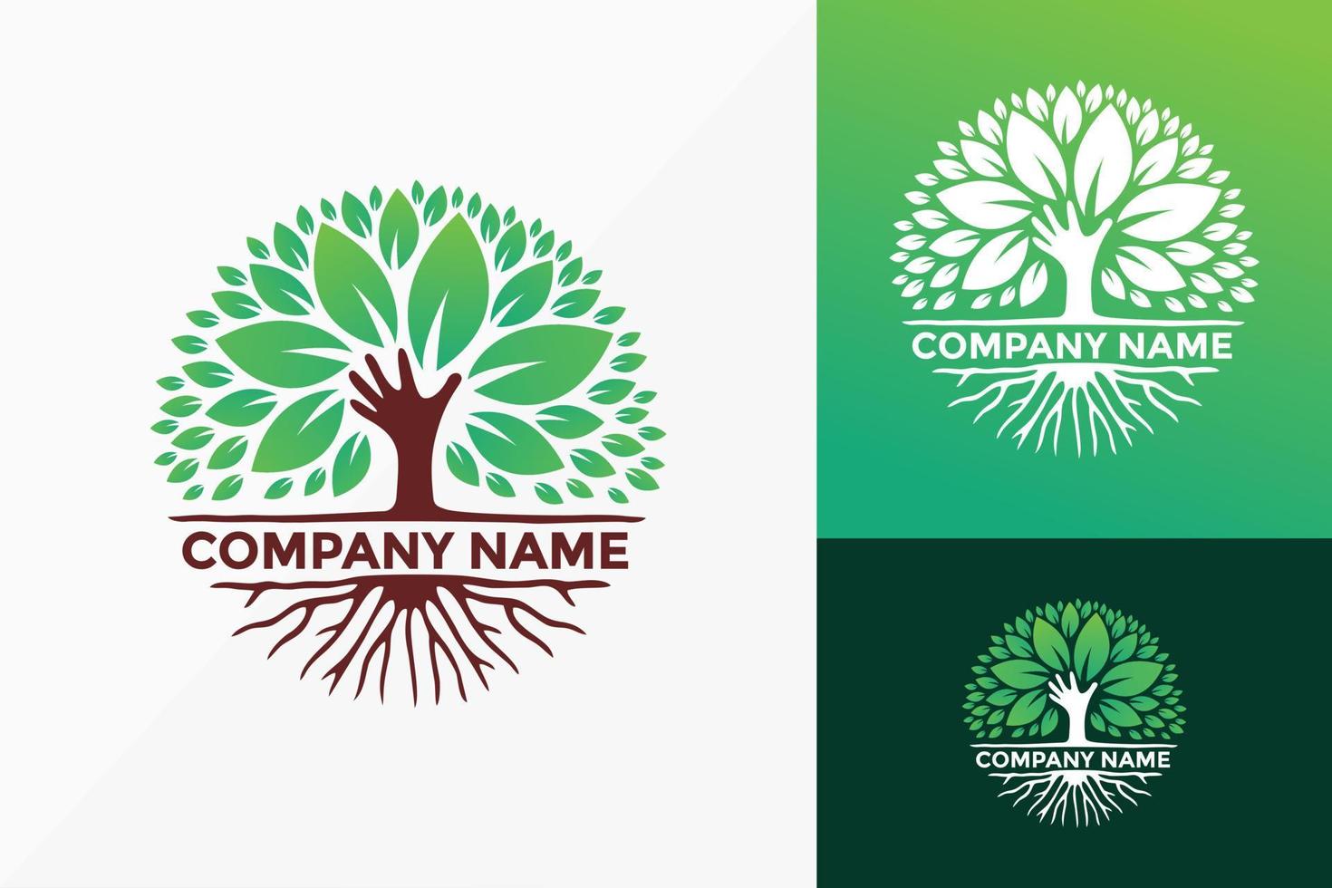 mão árvore design de vetor logotipo criativo. emblema abstrato, conceito de projetos, logotipos, elemento de logotipo para modelo.