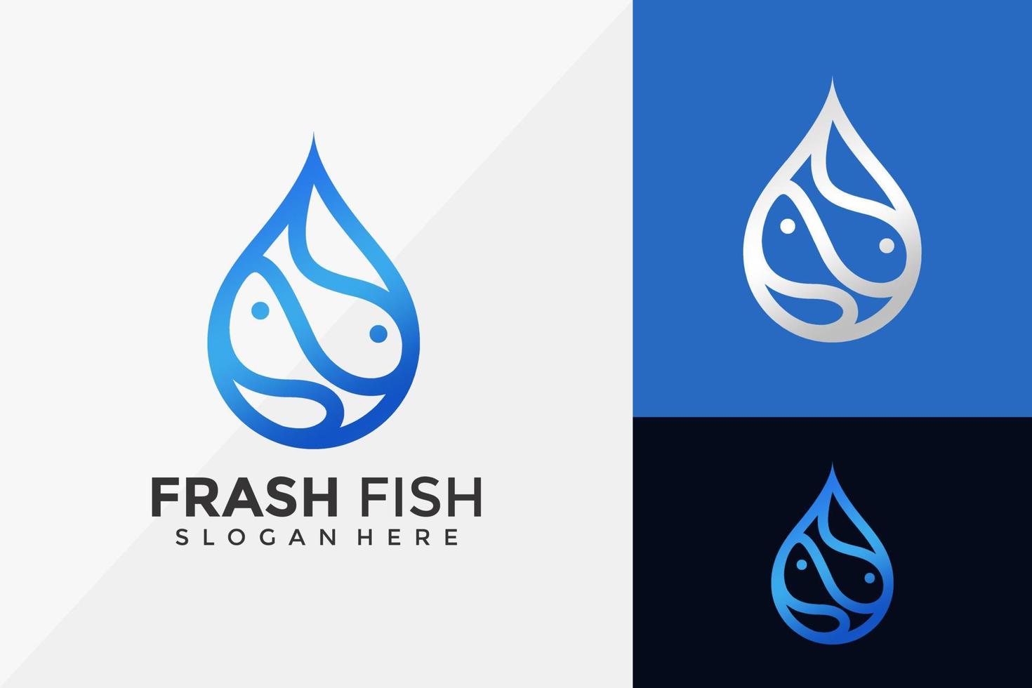 onda de queda, design de logotipo de peixe fresco drop, modelo de ilustração vetorial de designs modernos de logotipo vetor