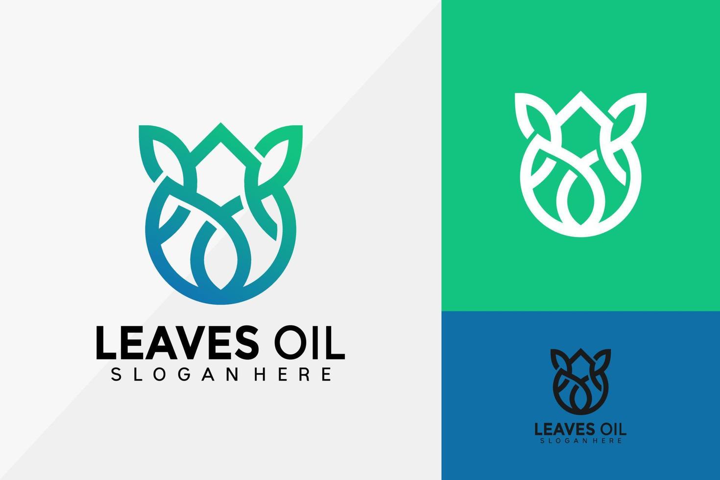 design de logotipo de arte de linha de óleo de folha verde, vetor de logotipos de folhas soltas, logotipo moderno, modelo de ilustração vetorial de designs de logotipo