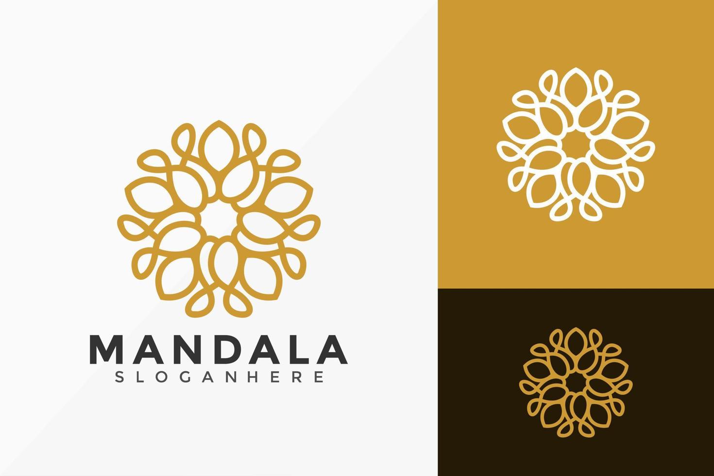elegante design de logotipo de flor de mandala, logotipos minimalistas, modelo de ilustração vetorial vetor