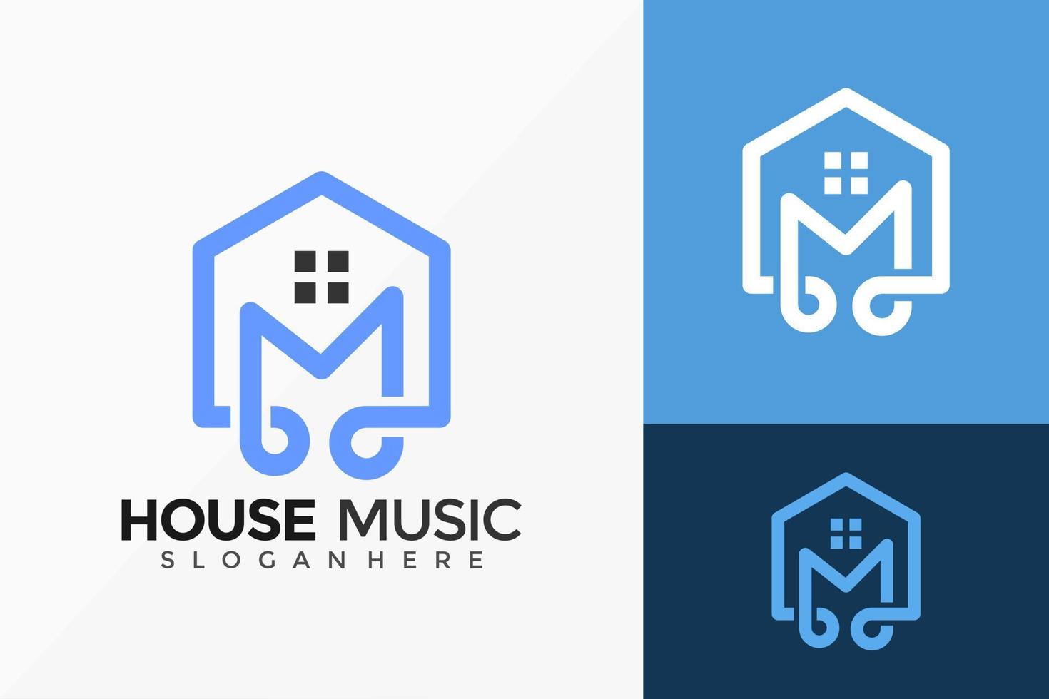 design de logotipo de house music. modelo de ilustração vetorial de designs de logotipos de ideia moderna vetor