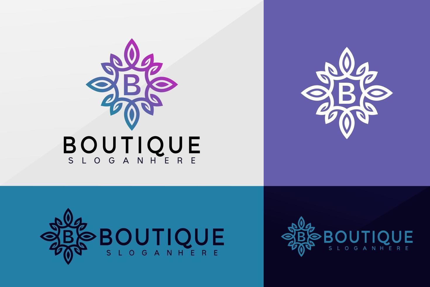 vetor de logotipo de boutique de flores, design de logotipos de lótus, logotipo moderno, modelo de ilustração vetorial de designs de logotipo