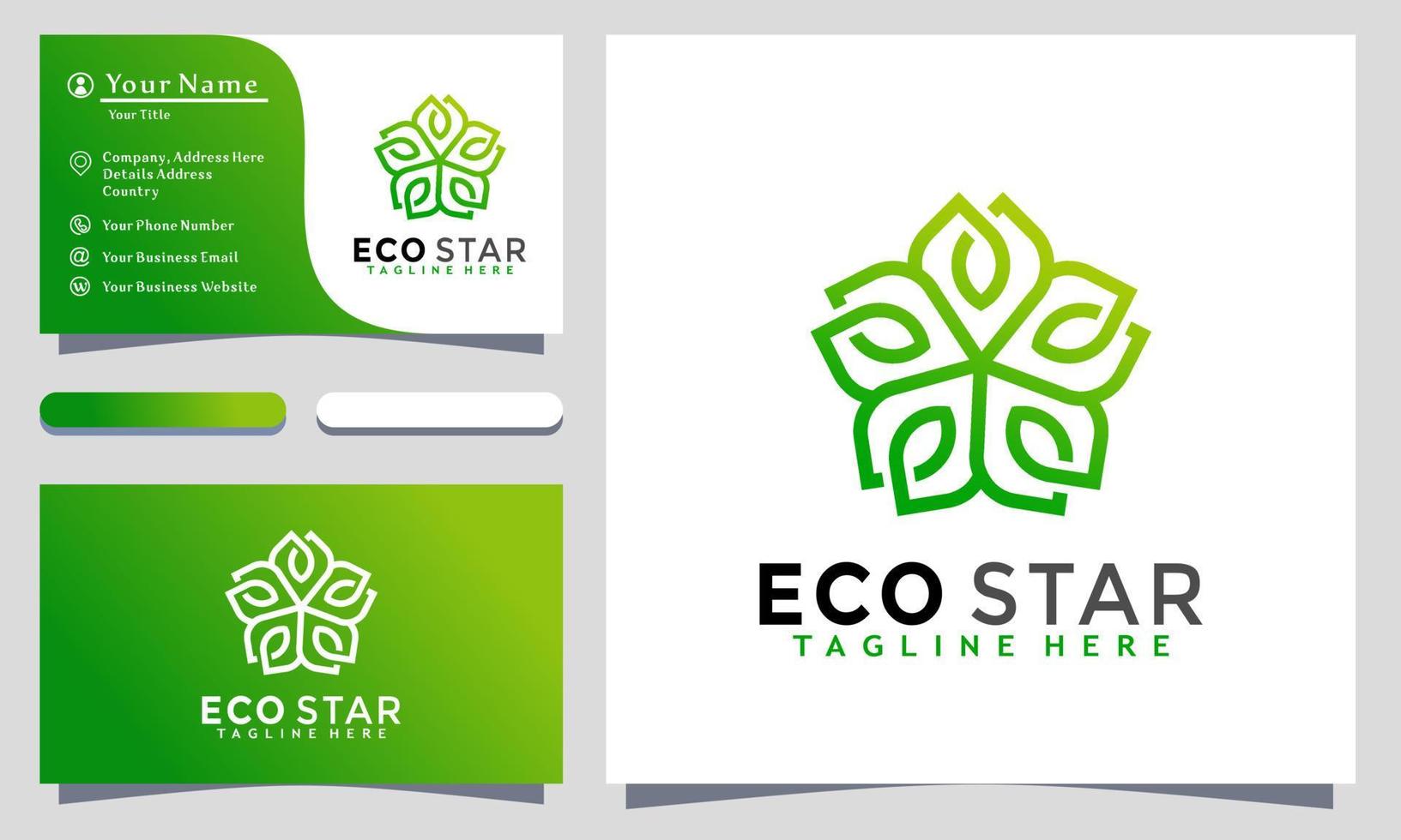 estrela ecológica moderna deixa o modelo e o design do logotipo. cartão de visita de vetor de ícone de natureza