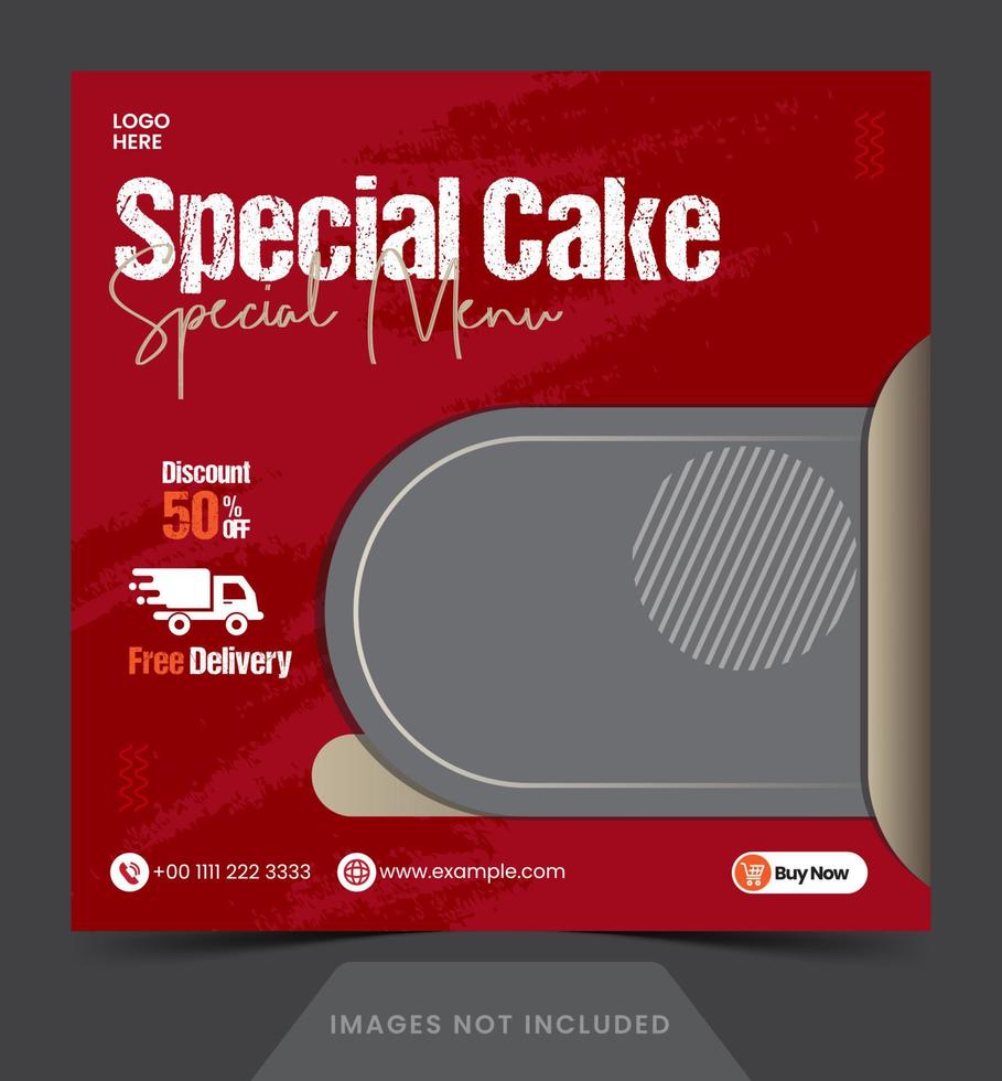 mídia social postar banner ou panfleto de modelo de padaria de cupcake especial com pódio para vetor de postagem de mídia social