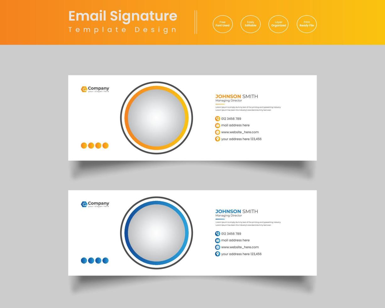 assinatura de e-mail ou modelo de design de rodapé de e-mail pro vetor