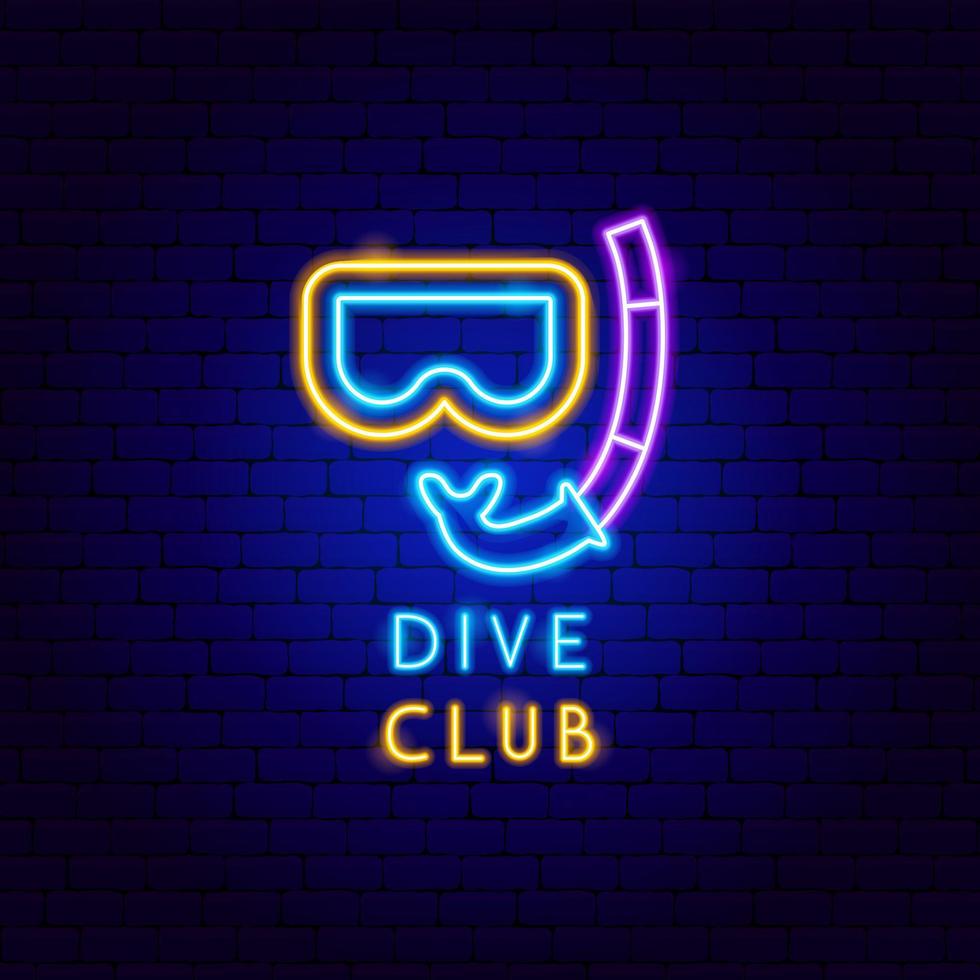 etiqueta neon do clube de mergulho vetor