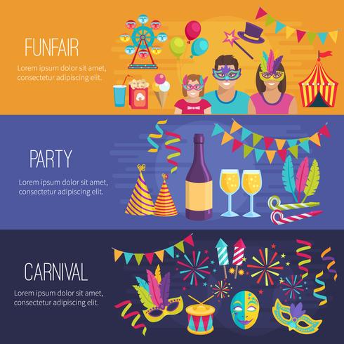 Faixas planas de carnaval vetor