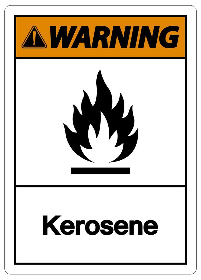 sinal de símbolo de querosene de aviso em fundo branco vetor