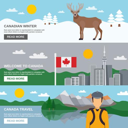 Conjunto de Banners horizontais de viagens do Canadá vetor