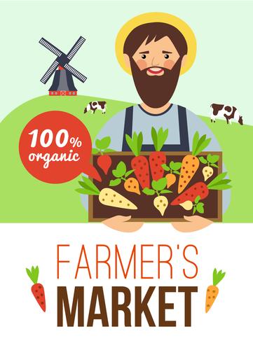 Cartaz orgânico dos produtos orgânicos do mercado dos fazendeiros vetor