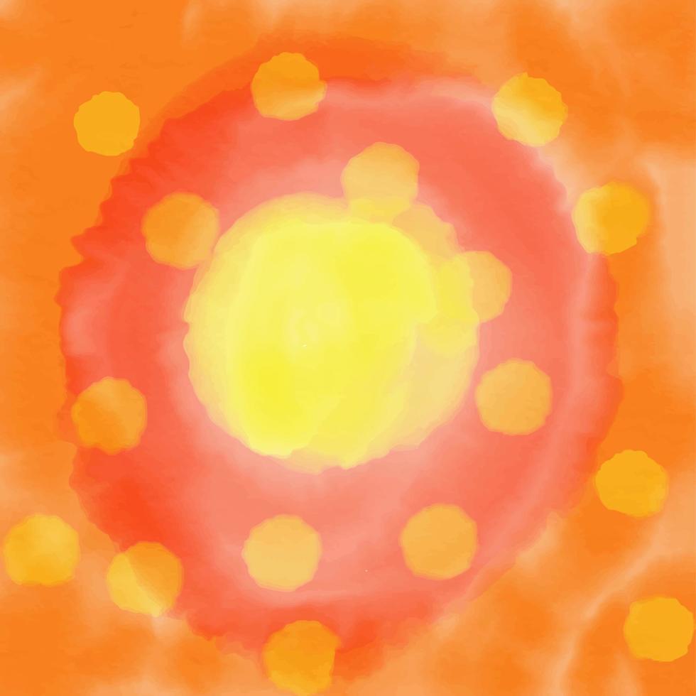 fundo gradiente de círculos amarelos vermelhos laranja. textura de imitação de aquarela, digital. banner, papel de parede. abstração, calor, sol de outono embaçado vetor
