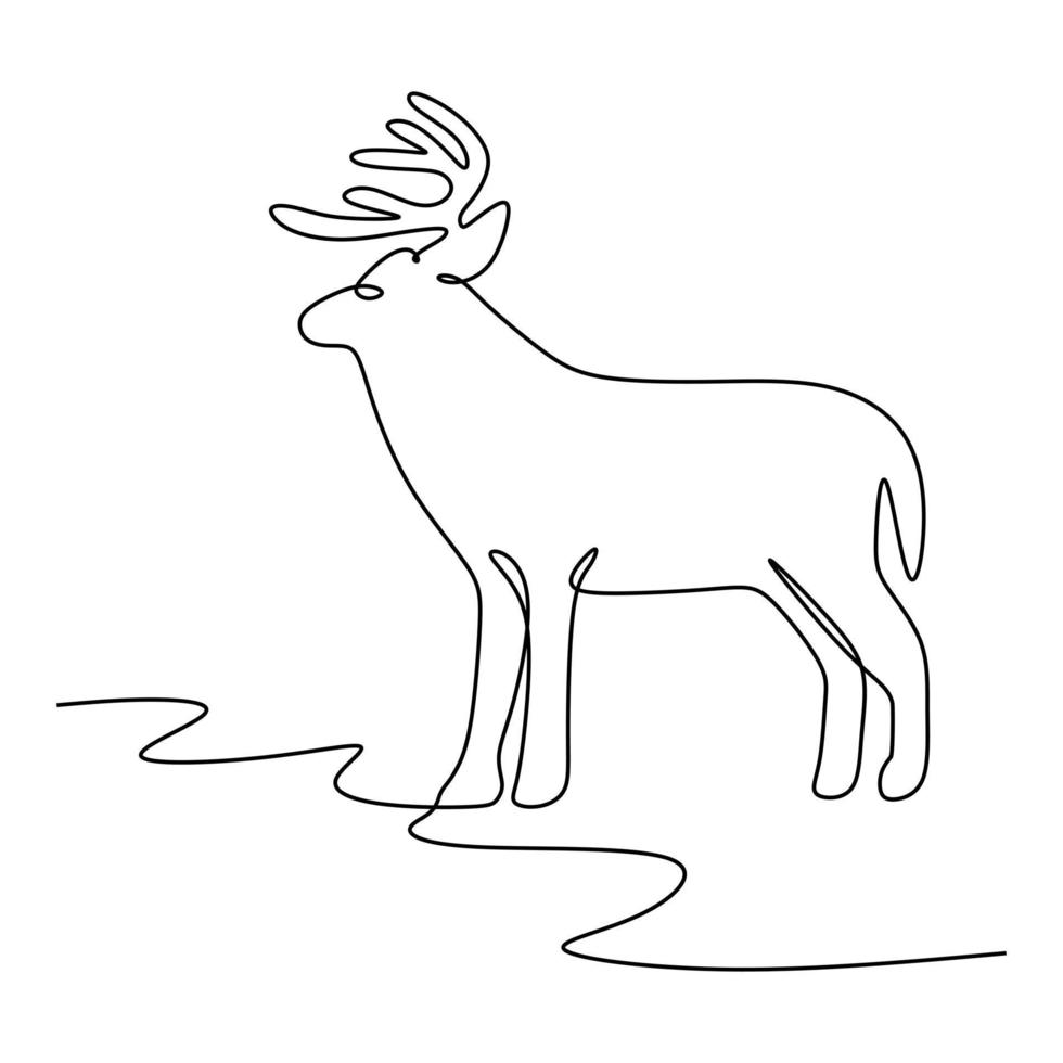 Contínuo um desenho de linha de um caro comendo grama para papel de parede isolado no fundo branco. fofo adorável roedor animal mascote. linha contínua moderna desenhar ilustração vetorial de design gráfico vetor