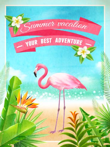 Cartaz exótico das férias de verão do pássaro do flamingo vetor