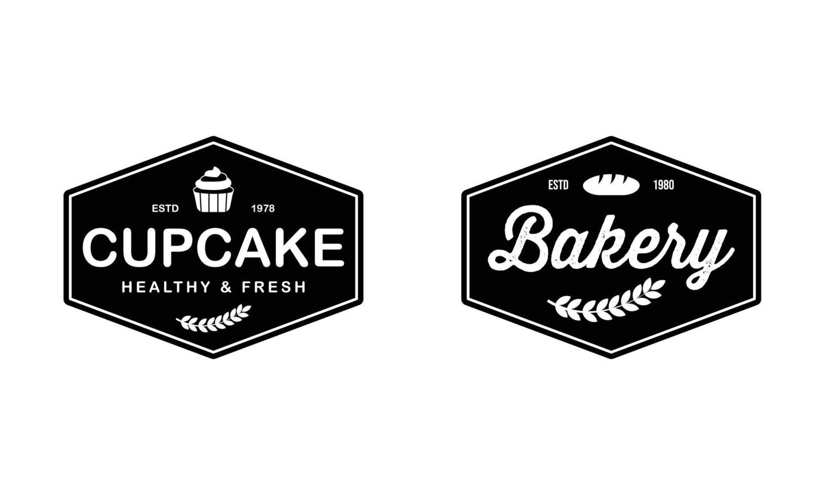 modelo de logotipo de padaria cupcake, ilustração vetorial. emblema da padaria, estilo retro vintage vetor