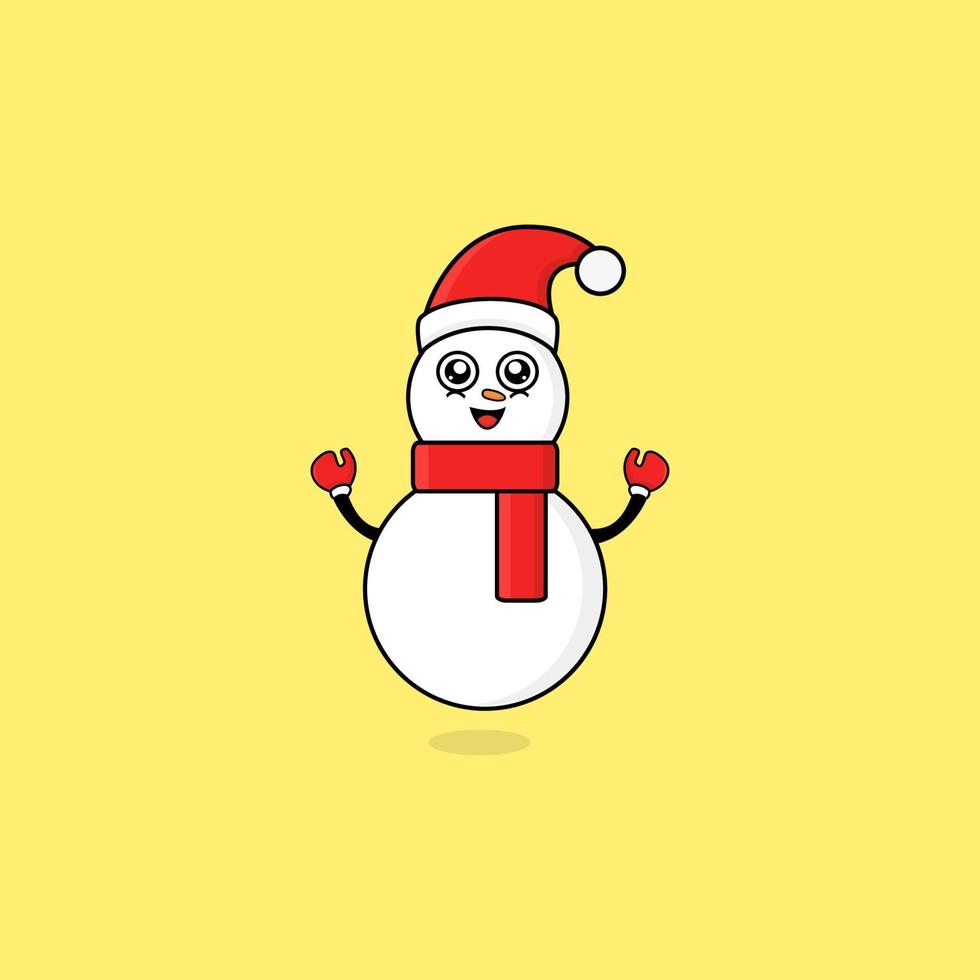 sorriso bonito personagem de desenho animado de boneco de neve vetor