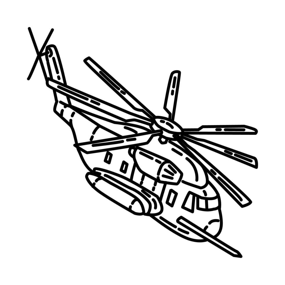 ícone de helicópteros do Corpo de Fuzileiros Navais. doodle desenhado à mão ou estilo de ícone de contorno vetor