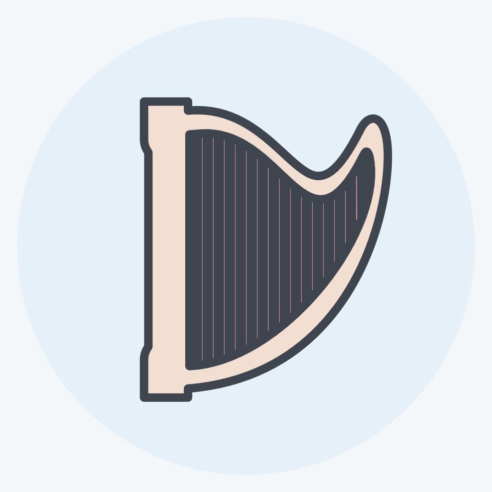 ícone harpa - estilo de companheiro de cor - ilustração simples, bom para impressões, anúncios, etc. vetor