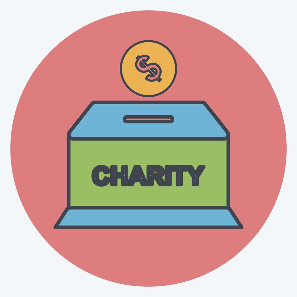 ícone caixa de caridade - estilo companheiro de cor - ilustração simples vetor
