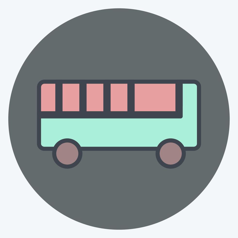 ícone de ônibus de brinquedo - estilo companheiro de cor - ilustração simples vetor