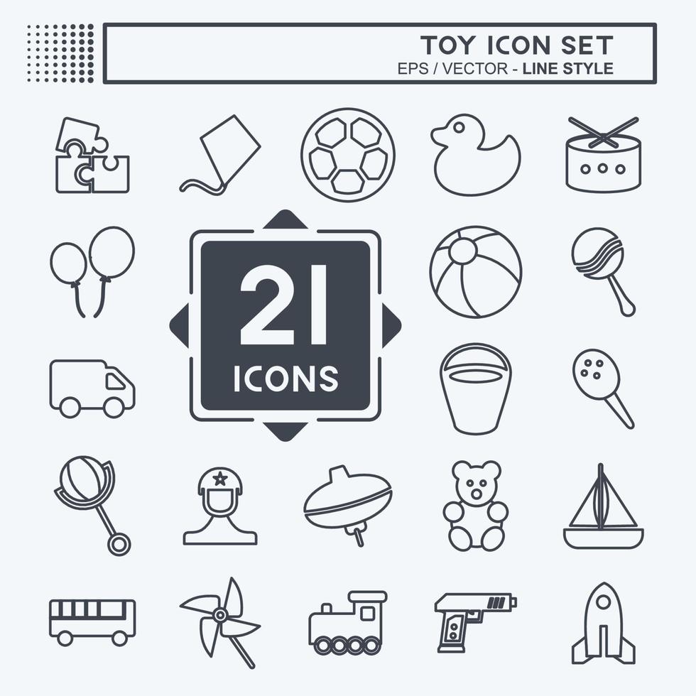 conjunto de ícones de brinquedo - estilo de linha - ilustração simples vetor