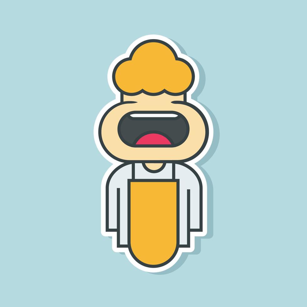 Ilustração em vetor personagem mascote fofo chef masculino