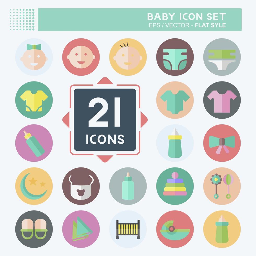 conjunto de ícones bebê - estilo plano - ilustração simples vetor