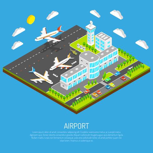 Poster do aeroporto isométrico vetor