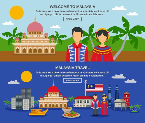 Cultura da Malásia 2 Flat Banners Webpage Design vetor