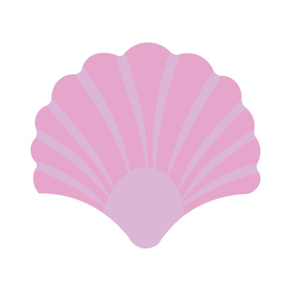 Concha do mar isolada cor lilás fundo branco verão vetor