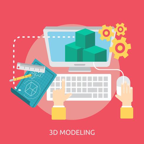 Ilustração conceitual de modelagem 3D Design vetor