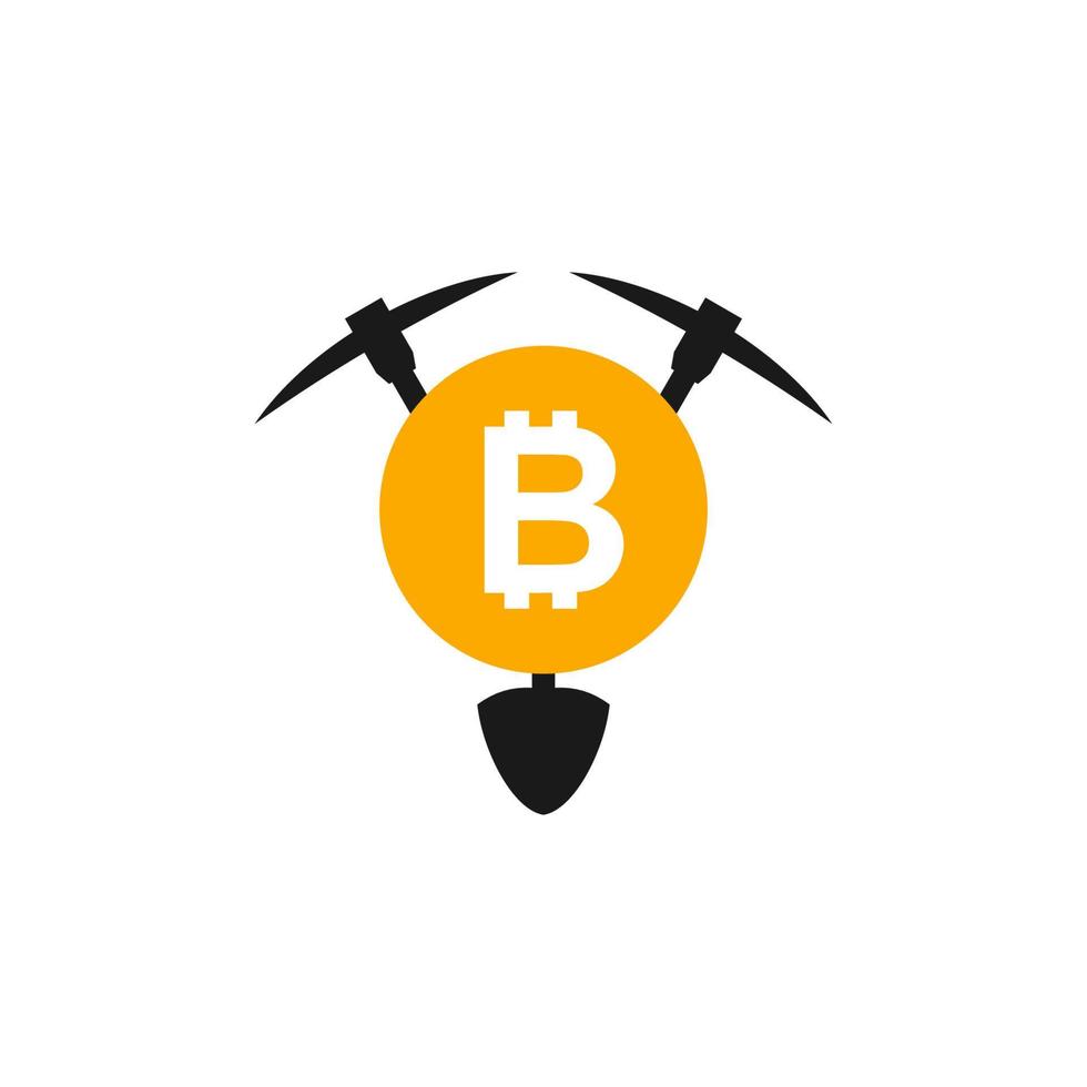 gráfico de vetor de ilustração do logotipo de mineração de bitcoin. perfeito para usar em empresas de mineração