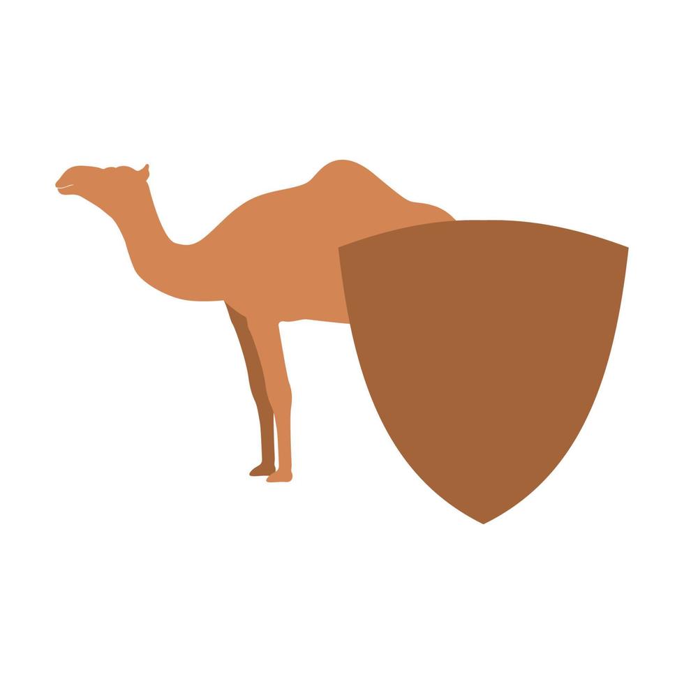 gráfico de vetor de ilustração do logotipo de escudo de camelo. perfeito para usar para empresa de tecnologia