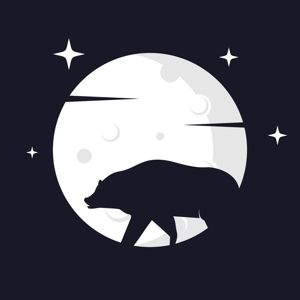 gráfico de vetor de ilustração de urso pardo com fundo de lua. perfeito para usar em camisetas ou eventos