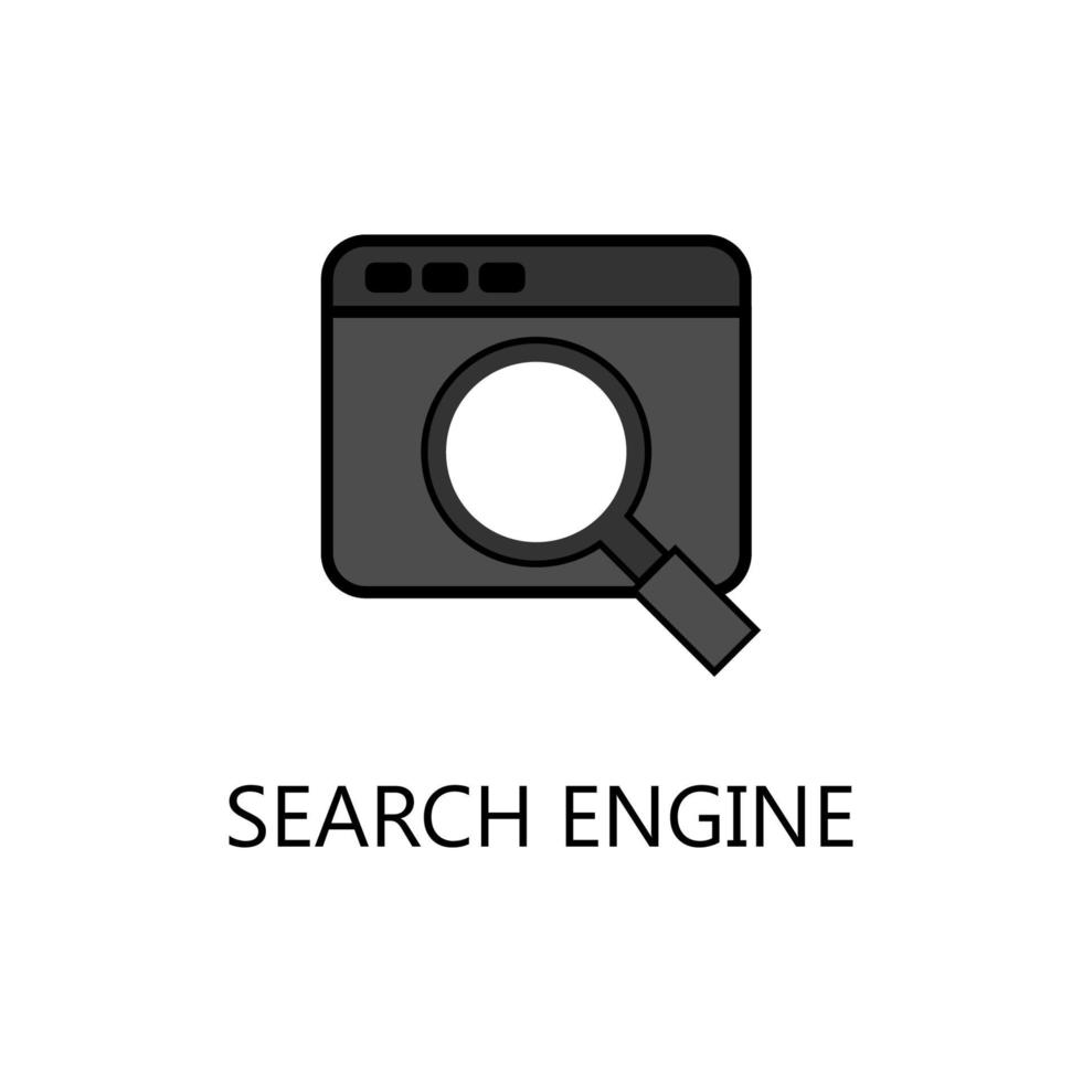 ícone do mecanismo de pesquisa. ícone moderno de mecanismo de pesquisa de vetor plana em fundo branco, ilustração vetorial pode ser usada para web e dispositivos móveis