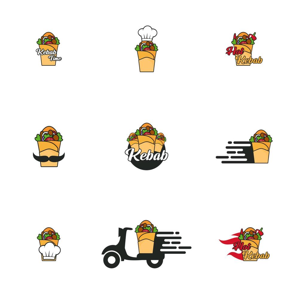 ilustração vetorial gráfico do pacote de logotipo kebab. perfeito para usar em empresas alimentícias vetor