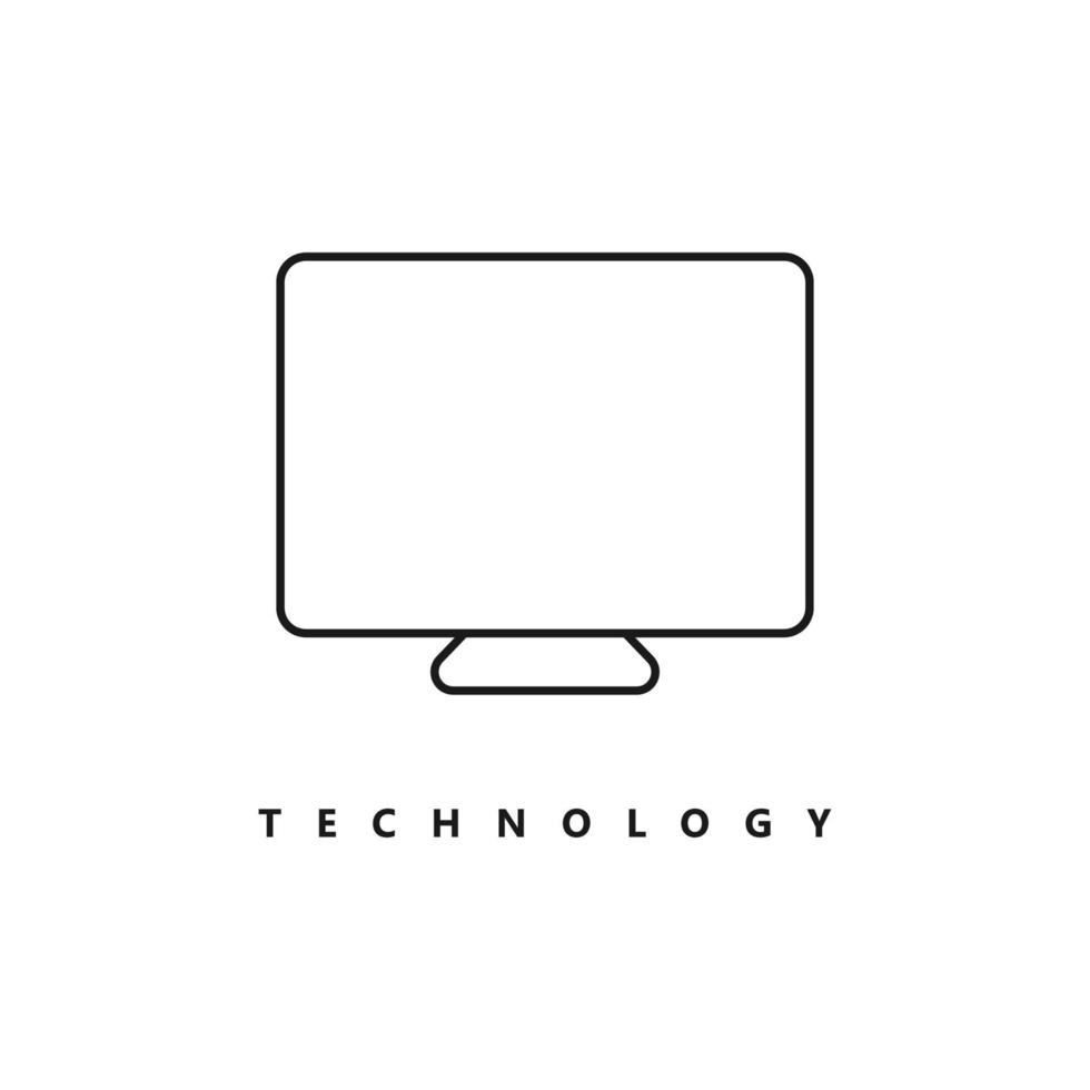 ilustração gráfico vetorial do logotipo do monitor de computador de linha. perfeito para usar para empresa de tecnologia vetor