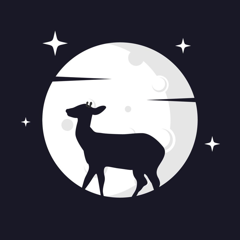 ilustração vetorial gráfico de veado com fundo de lua. perfeito para usar em camisetas ou eventos vetor