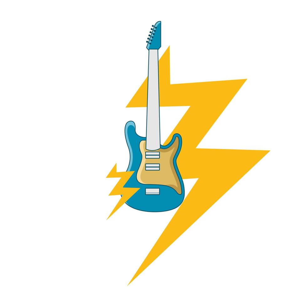 gráfico de vetor de ilustração do logotipo da guitarra de trovão. perfeito para usar para companhia de música