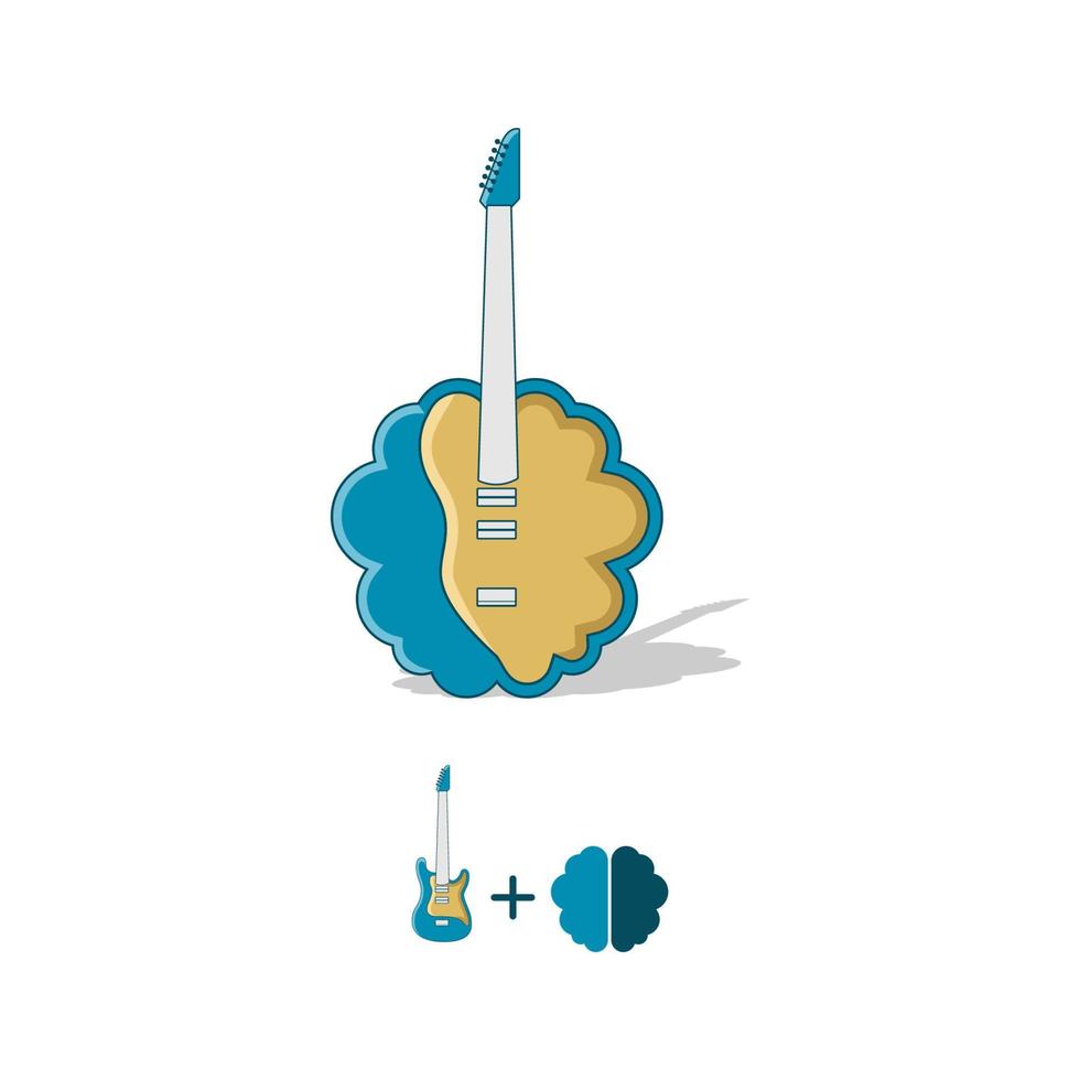 ilustração vetorial gráfico do logotipo da guitarra do cérebro. perfeito para usar para companhia de música vetor