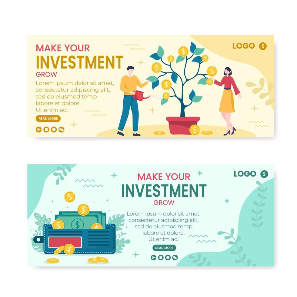 ilustração de design plano de modelo de banner de investimento empresarial editável de fundo quadrado adequado para mídia social, cartão de felicitações e anúncios de internet na web vetor