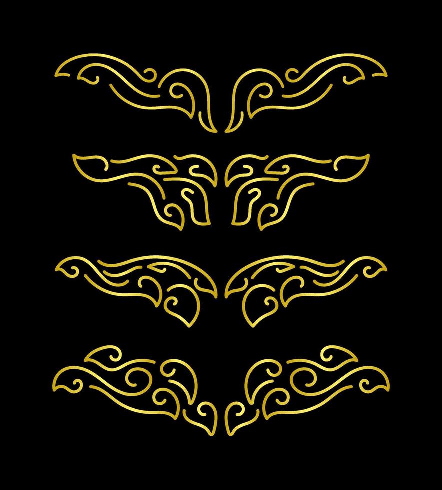 coleção de conjunto de elementos de bordas de ouro, vetor de ornamento