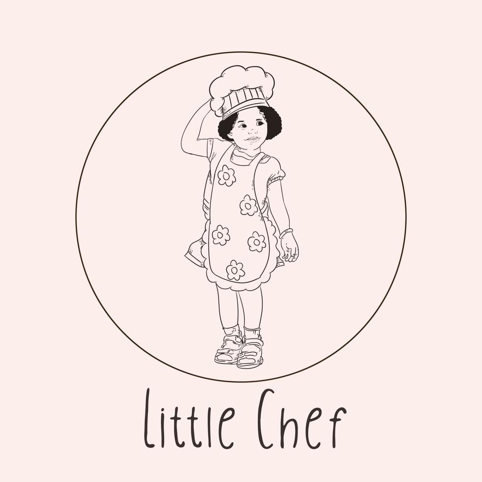 vetor de logotipo de esboço de menina chef