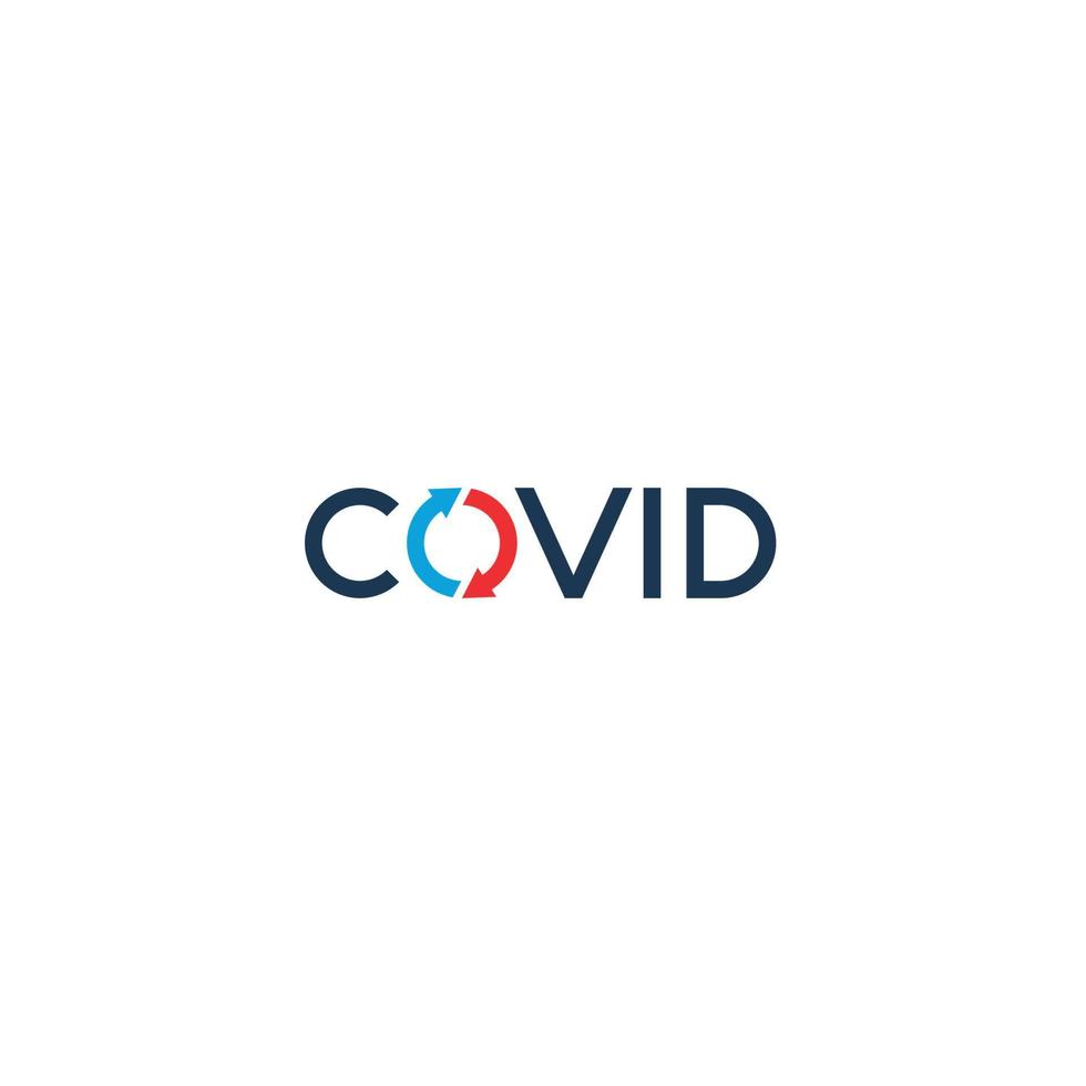 logotipo covid e círculo de setas ou design de marca nominativa vetor