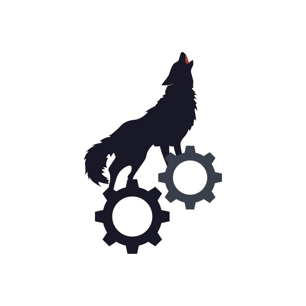 gráfico de vetor de ilustração do logotipo da engrenagem de lobo. perfeito para usar para empresa de tecnologia